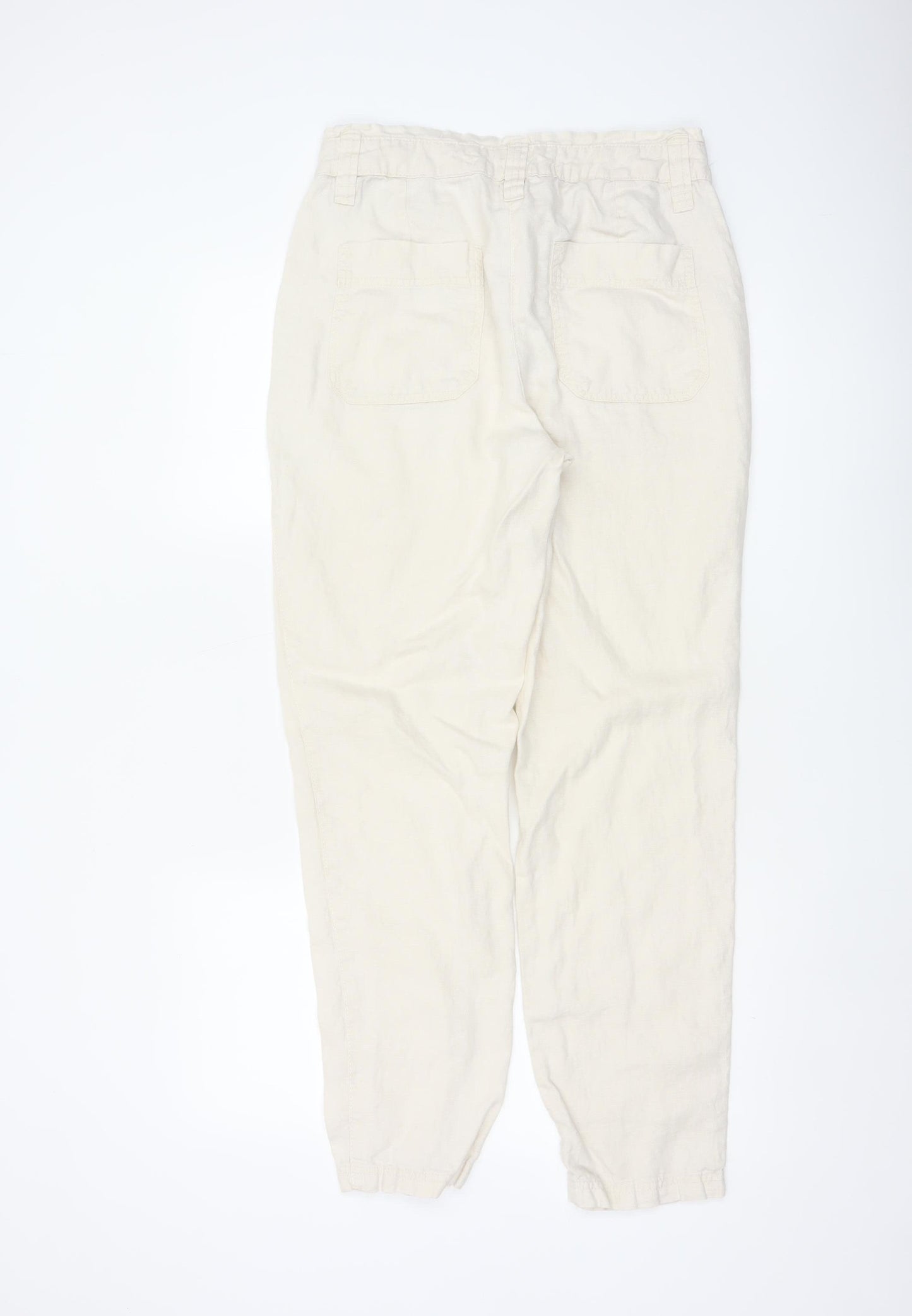 Next Women’s Ivory Linen Cargo Jogger Trousers UK 10 Long