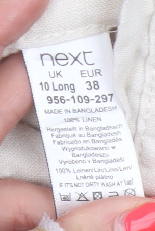 Next Women’s Ivory Linen Cargo Jogger Trousers UK 10 Long