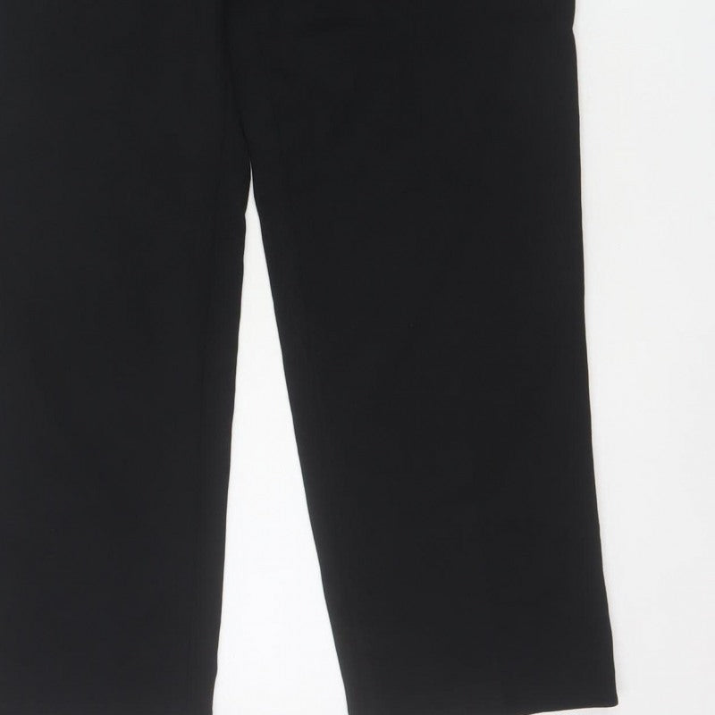 Marks and Spencer Women Black Size 12 Short Straight Tailored Trousers