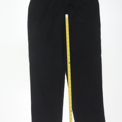 Marks and Spencer Women Black Size 12 Short Straight Tailored Trousers