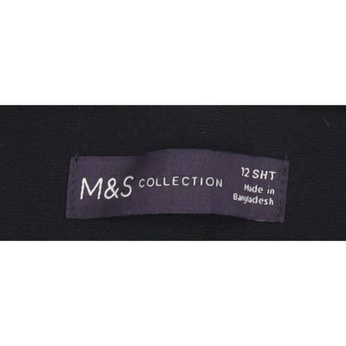 Marks and Spencer Women Black Size 12 Short Straight Tailored Trousers