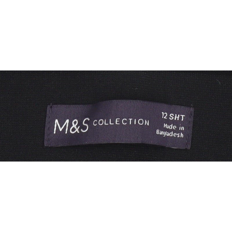 Marks and Spencer Women Black Size 12 Short Straight Tailored Trousers