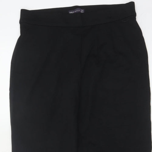 Marks and Spencer Women Black Size 12 Short Straight Tailored Trousers