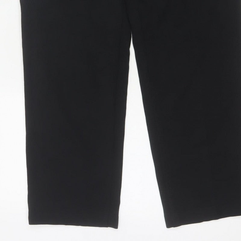 Marks and Spencer Women Black Size 12 Short Straight Tailored Trousers