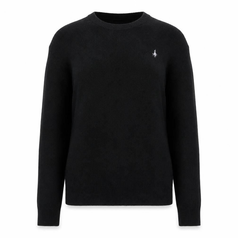 Jack Wills Women’s Black Merino Wool Crew Neck Pullover Jumper UK 12