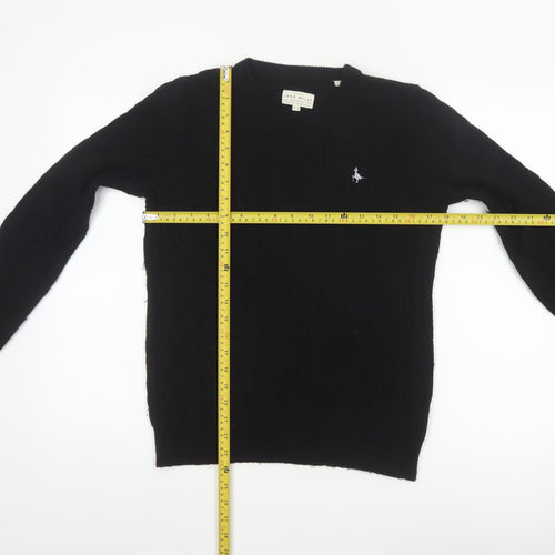 Jack Wills Women’s Black Merino Wool Crew Neck Pullover Jumper UK 12