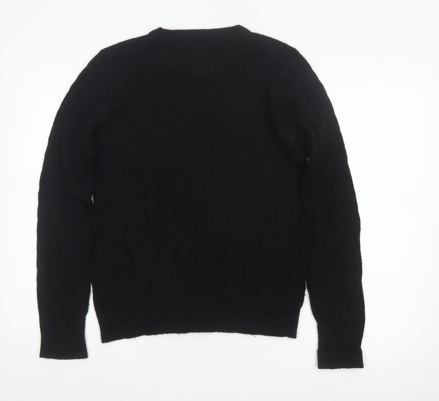 Jack Wills Women’s Black Merino Wool Crew Neck Pullover Jumper UK 12