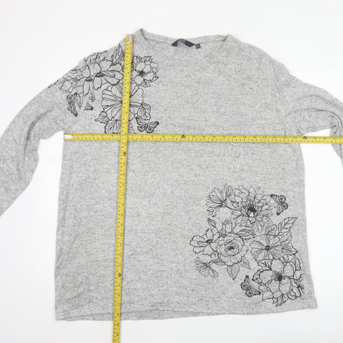 Isle Essentials Women Grey 22-24 Floral Butterfly Tunic Top XL