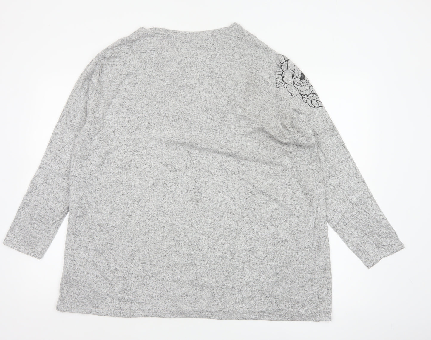 Isle Essentials Women Grey 22-24 Floral Butterfly Tunic Top XL