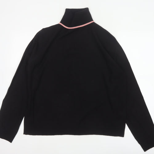 COLLUSION Women’s Black Pink Trim UK 20 Roll Neck Pullover Jumper