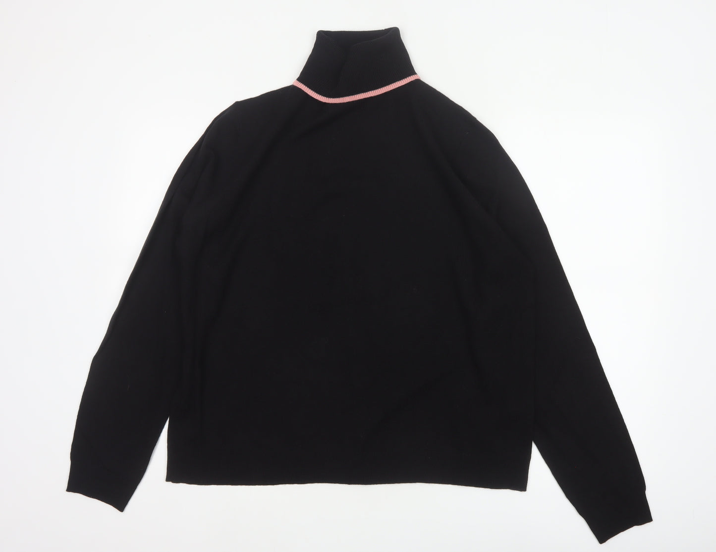 COLLUSION Women’s Black Pink Trim UK 20 Roll Neck Pullover Jumper