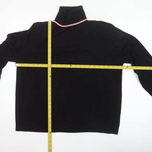 COLLUSION Women’s Black Pink Trim UK 20 Roll Neck Pullover Jumper