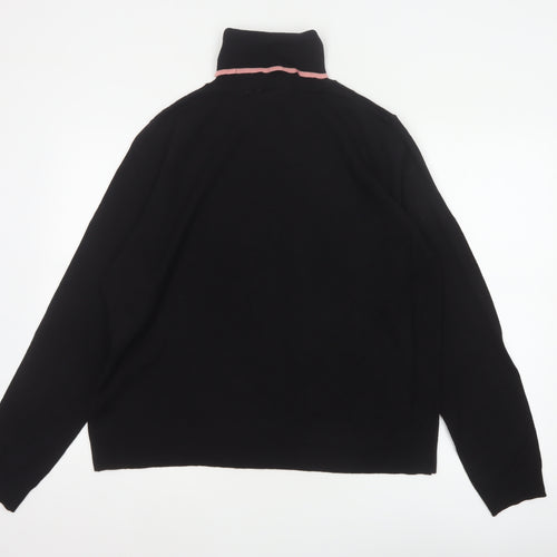 COLLUSION Women’s Black Pink Trim UK 20 Roll Neck Pullover Jumper