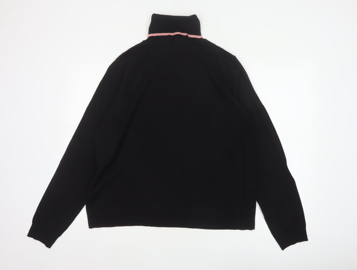 COLLUSION Women’s Black Pink Trim UK 20 Roll Neck Pullover Jumper