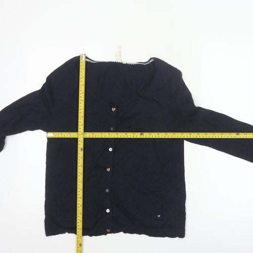 White Stuff Women Blue Size 12 Cotton Button Cardigan Pockets