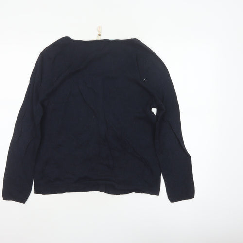 White Stuff Women Blue Size 12 Cotton Button Cardigan Pockets
