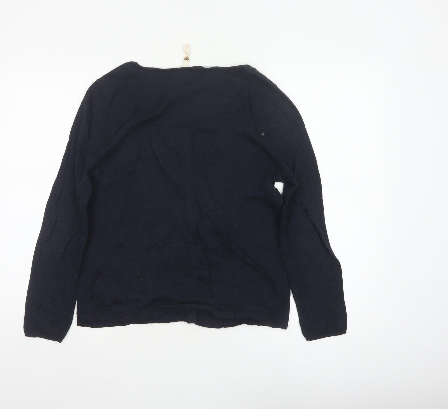 White Stuff Women Blue Size 12 Cotton Button Cardigan Pockets