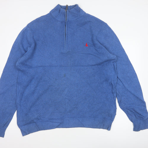 Musto Men’s Blue XXL Quarter Zip Cotton Nautical Knit Jumper