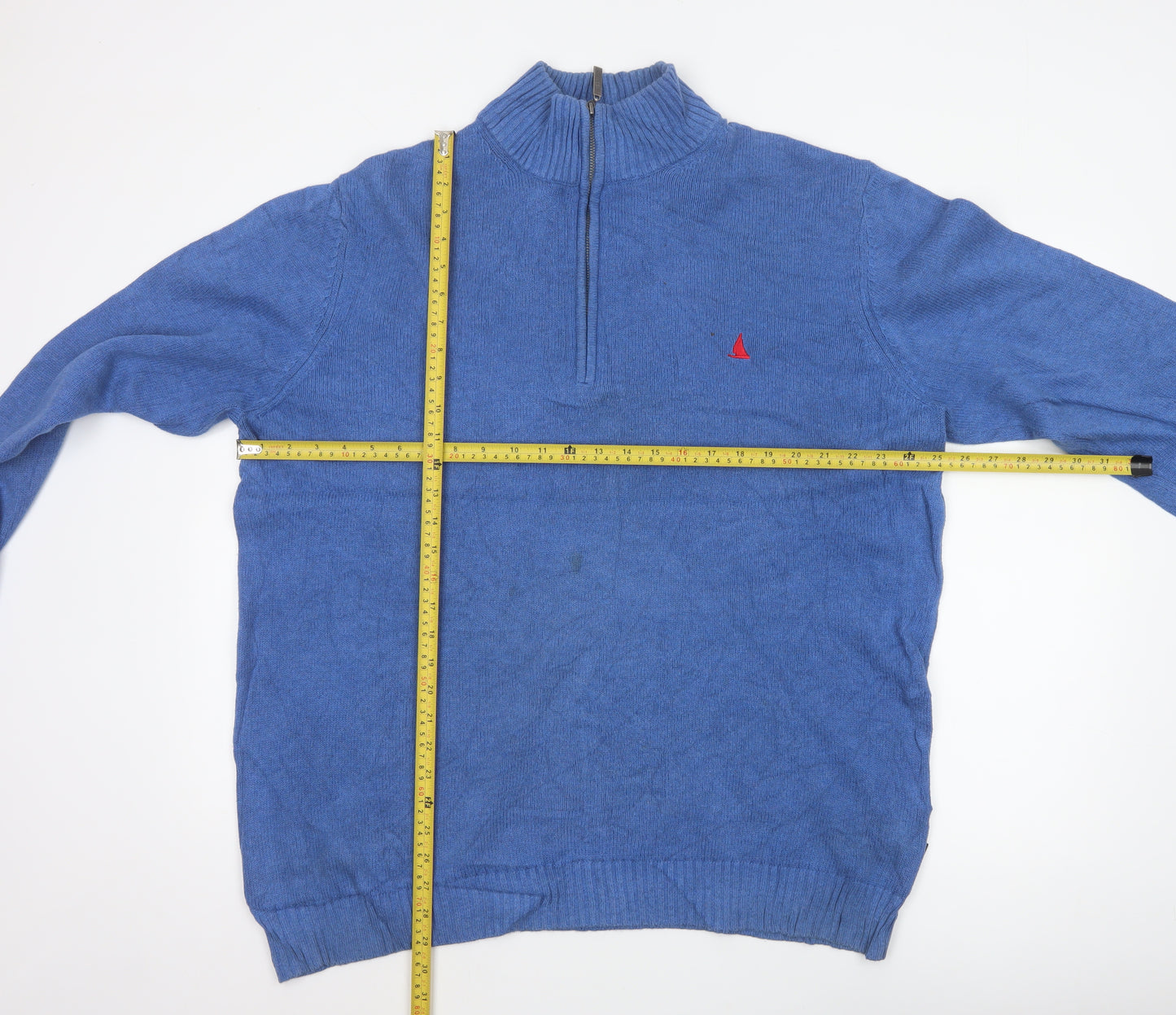 Musto Men’s Blue XXL Quarter Zip Cotton Nautical Knit Jumper