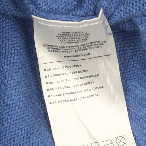 Musto Men’s Blue XXL Quarter Zip Cotton Nautical Knit Jumper