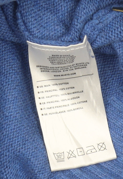 Musto Men’s Blue XXL Quarter Zip Cotton Nautical Knit Jumper