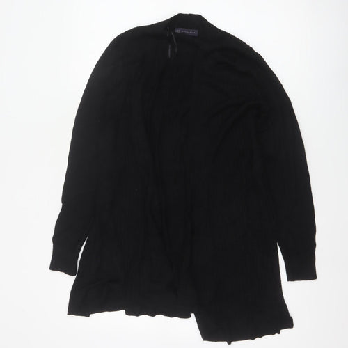 M&S Womens Black UK 14 Open Front High Neck Longline Cardigan