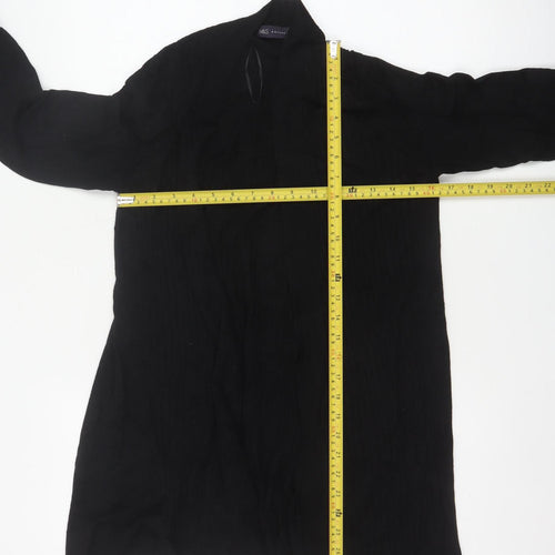 M&S Womens Black UK 14 Open Front High Neck Longline Cardigan