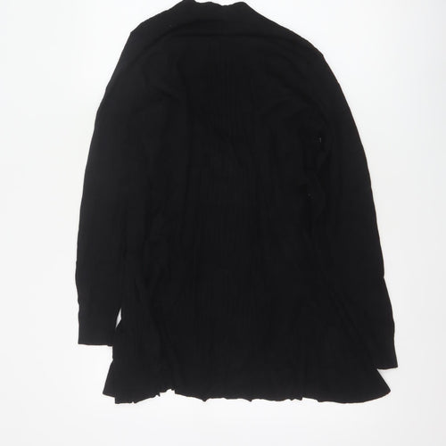 M&S Womens Black UK 14 Open Front High Neck Longline Cardigan