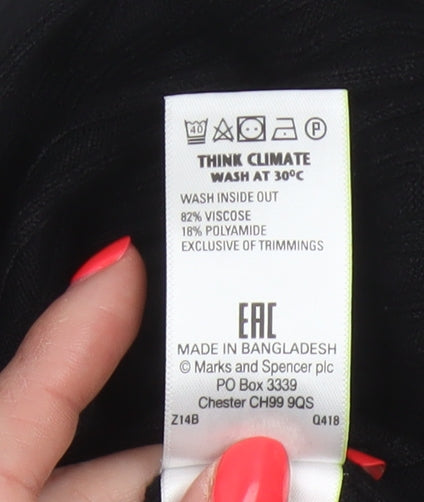M&S Womens Black UK 14 Open Front High Neck Longline Cardigan