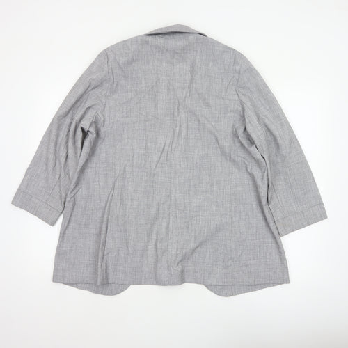 Marks and Spencer Women Grey Size 16 Long Open Front Blazer Jacket