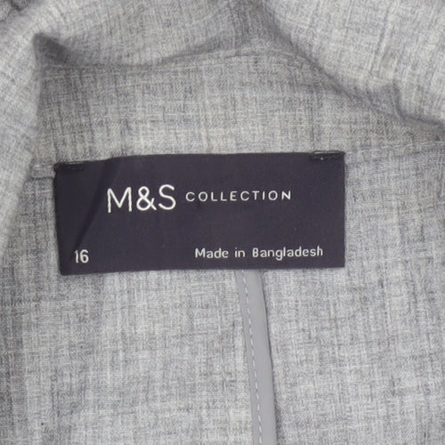Marks and Spencer Women Grey Size 16 Long Open Front Blazer Jacket