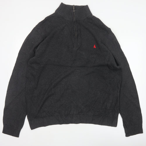 Musto Men’s Grey 2XL 1/4 Zip Cotton Knit Jumper Nautical Logo