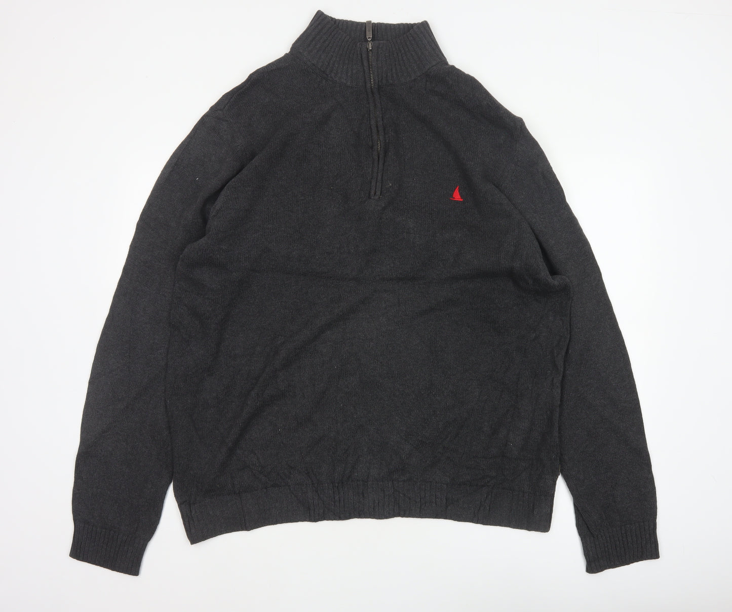 Musto Men’s Grey 2XL 1/4 Zip Cotton Knit Jumper Nautical Logo