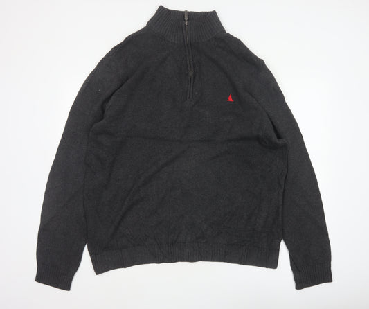 Musto Men’s Grey 2XL 1/4 Zip Cotton Knit Jumper Nautical Logo