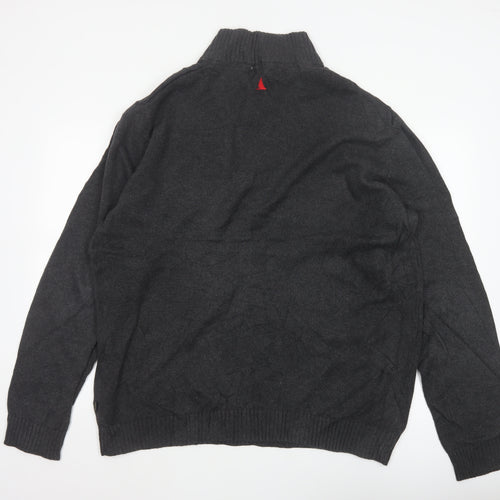 Musto Men’s Grey 2XL 1/4 Zip Cotton Knit Jumper Nautical Logo