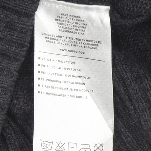 Musto Men’s Grey 2XL 1/4 Zip Cotton Knit Jumper Nautical Logo