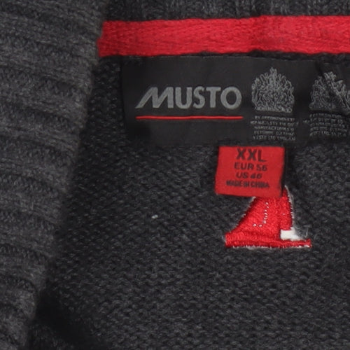 Musto Men’s Grey 2XL 1/4 Zip Cotton Knit Jumper Nautical Logo