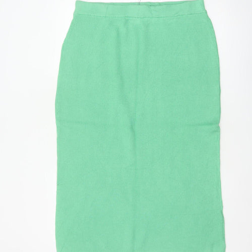 Marks & Spencer Women Green L Rib Knit Pencil Long Skirt