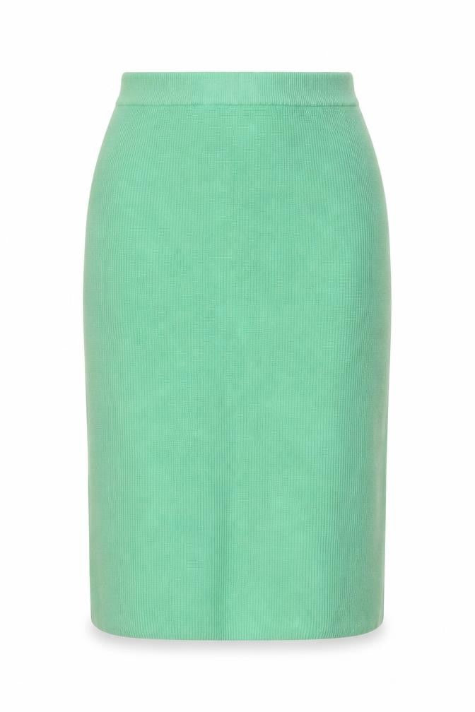 Marks & Spencer Women Green L Rib Knit Pencil Long Skirt
