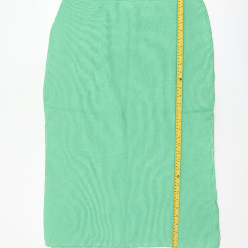 Marks & Spencer Women Green L Rib Knit Pencil Long Skirt