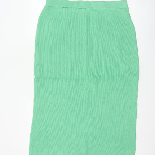 Marks & Spencer Women Green L Rib Knit Pencil Long Skirt