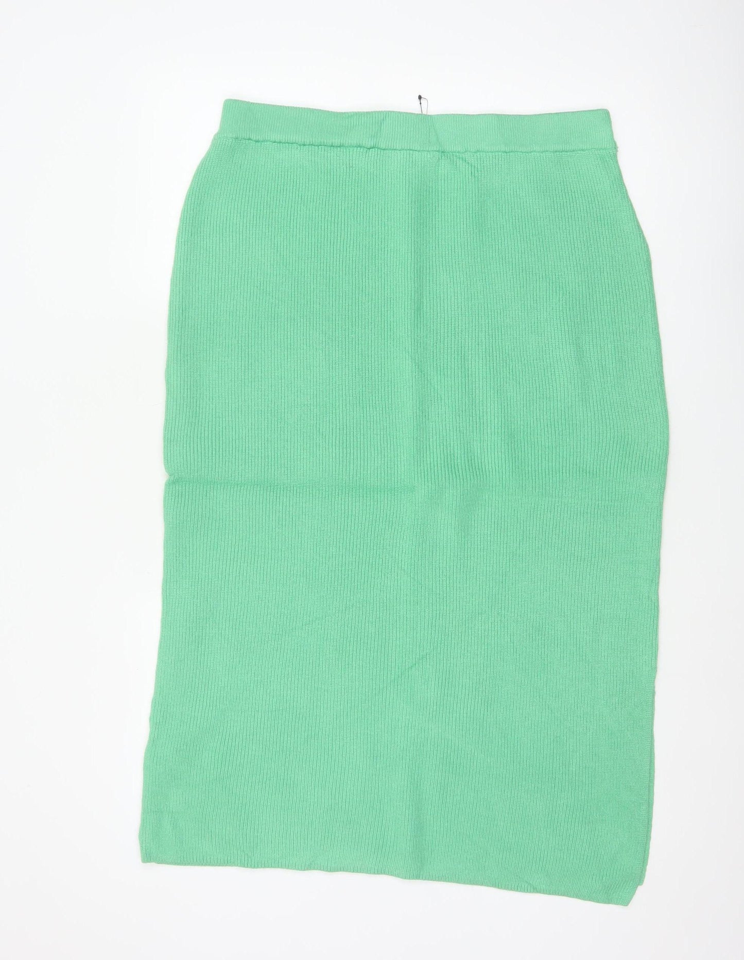 Marks & Spencer Women Green L Rib Knit Pencil Long Skirt