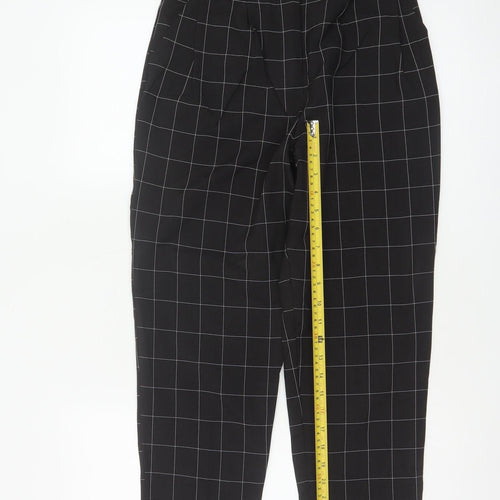 ASOS Design Women Black Check Tapered Tailored Trousers UK 6