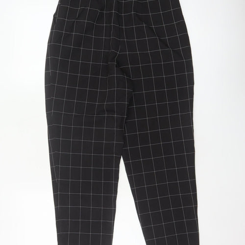 ASOS Design Women Black Check Tapered Tailored Trousers UK 6