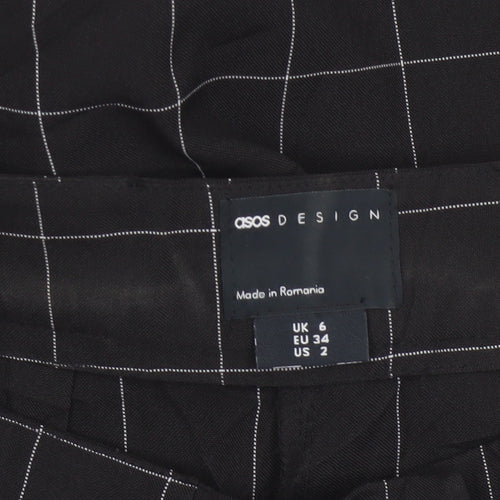 ASOS Design Women Black Check Tapered Tailored Trousers UK 6