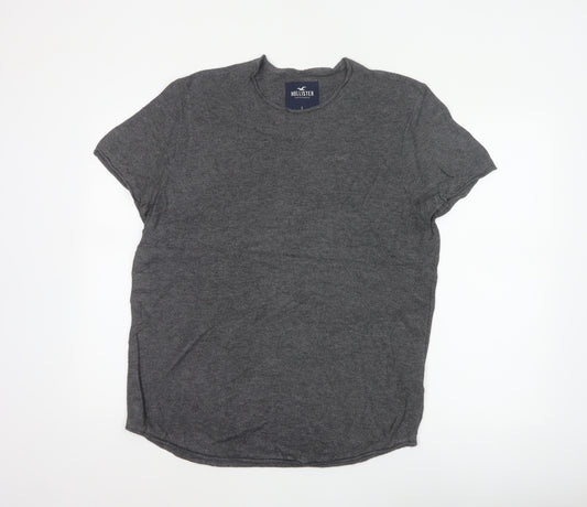 Hollister Men’s Grey L Crew Neck Short Sleeve Logo T-Shirt