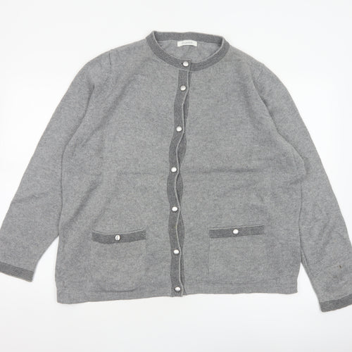 Marks and Spencer Women Grey UK 20 Wool Blend Button Knit Cardigan