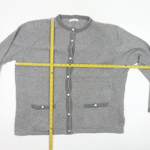 Marks and Spencer Women Grey UK 20 Wool Blend Button Knit Cardigan