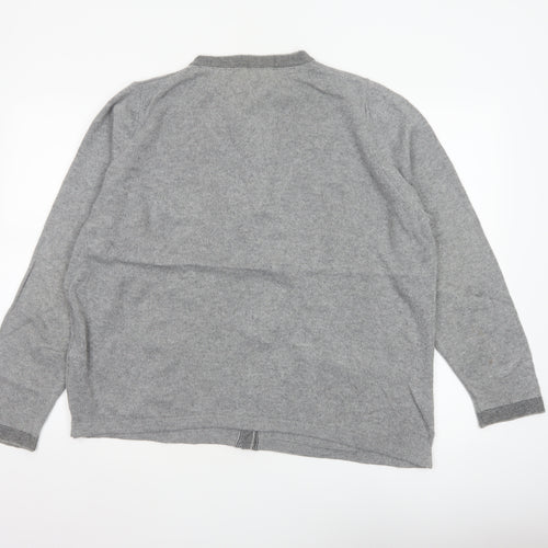 Marks and Spencer Women Grey UK 20 Wool Blend Button Knit Cardigan