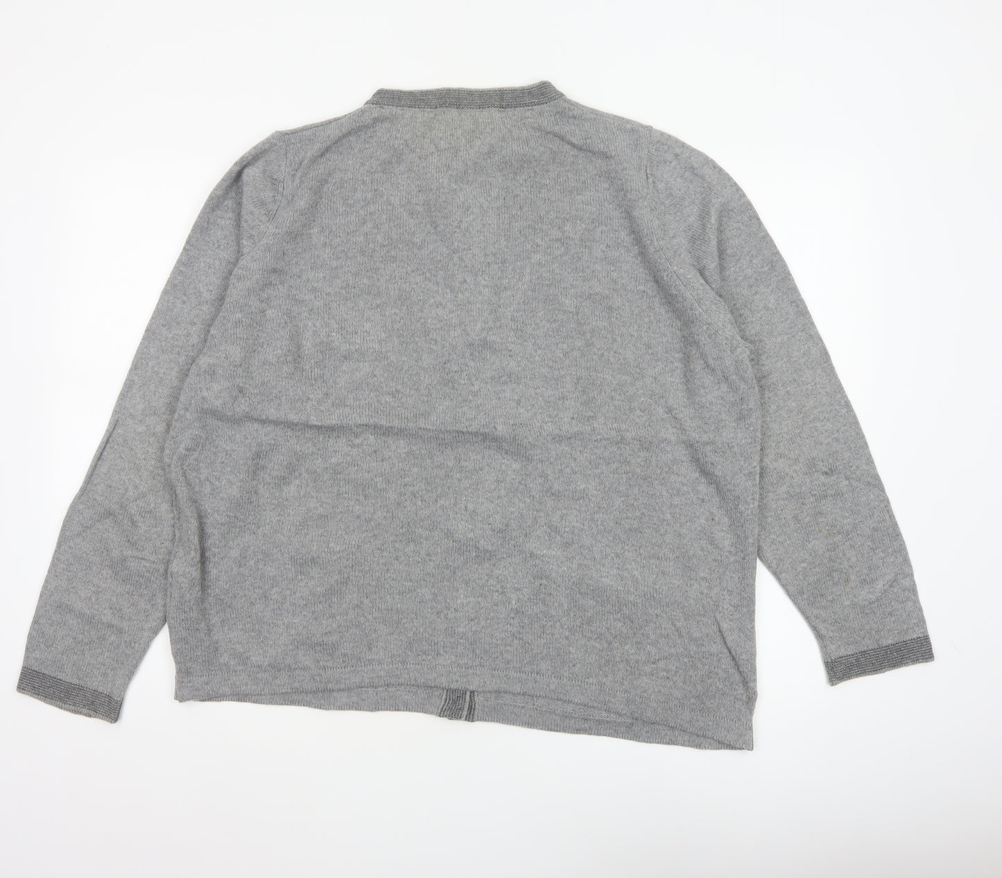 Marks and Spencer Women Grey UK 20 Wool Blend Button Knit Cardigan